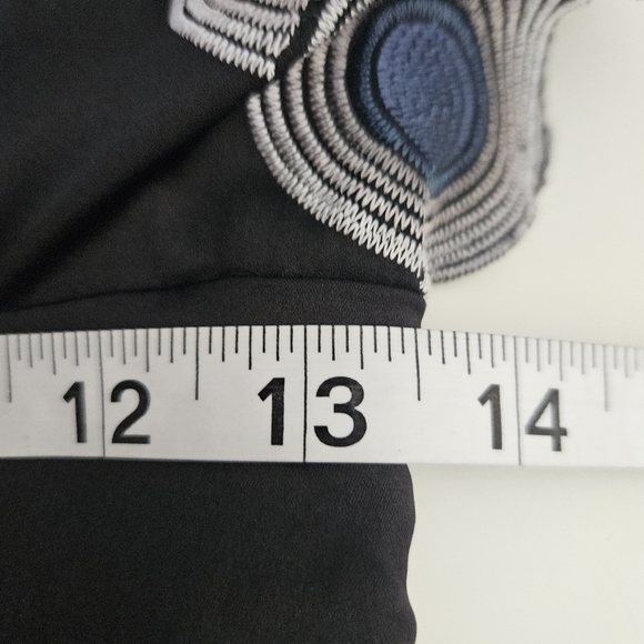 Karen Millen Black Silk Embroidered Kimono Sleeve Fit Flare Cocktail Sz 4 - Picture 7 of 11